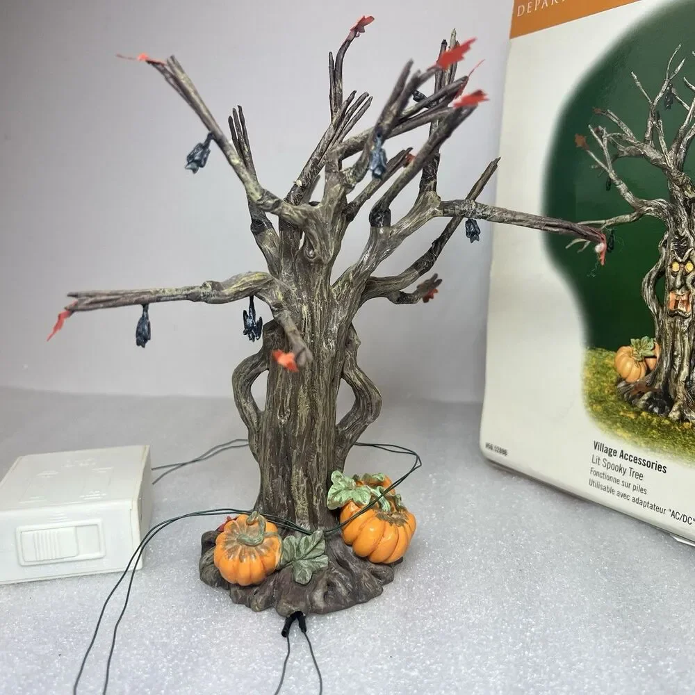 Department 56 Snow Village Halloween Lit Spooky Tree #52896 Works
